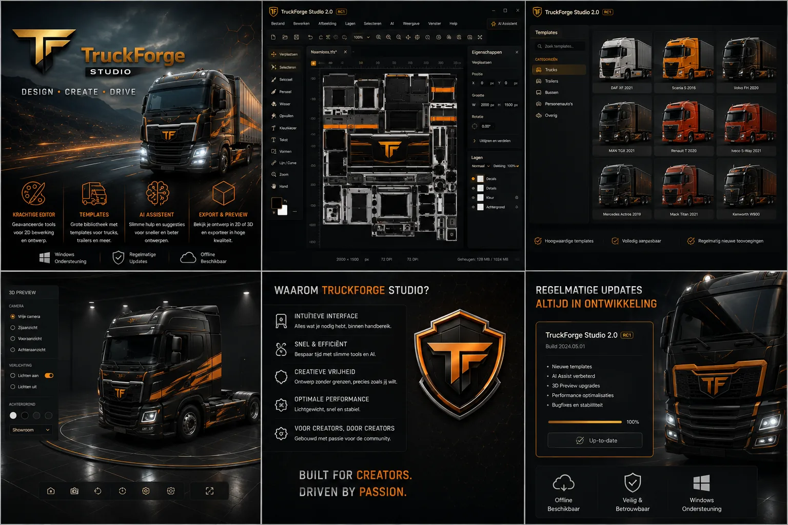 TruckForge Studio uitgebreide productpresentatie en roadmapvisual